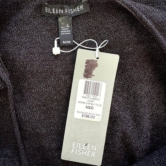 New EILEEN FISHER Sheer Sparkled Slub Knit Lagenlook Tunic Top - Picture 5 of 6